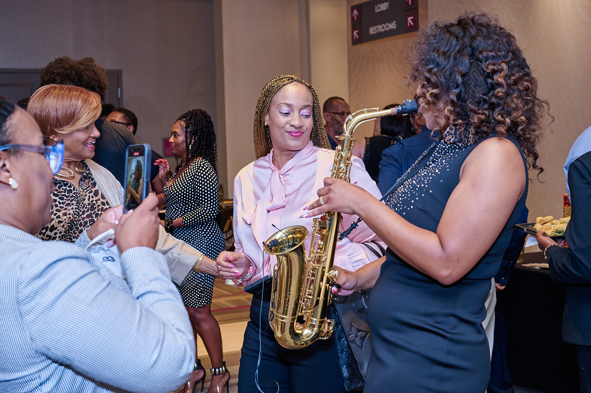 Guests connecting at a corporate symposium event